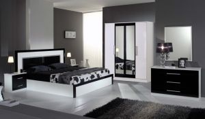 MILANO [ white - black / 4 doors wardrobe ]