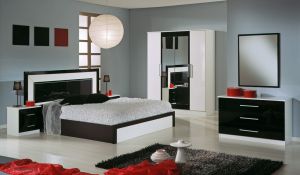 MIAMI [ bianco - nero / con armadio 4 ante ]