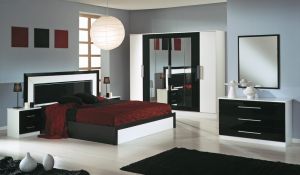 MIAMI [ bianco - nero / con armadio 6 ante ]