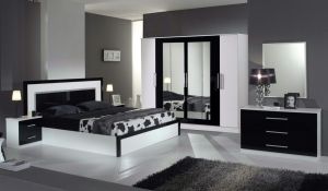MILANO [ bianco - nero / con armadio 6 ante ]